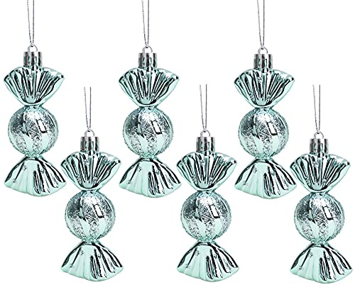 Christmas Concepts® 6er-Pack – 90 mm süße Kugeln – glänzend & glitzernd – Christbaumschmuck (Mint Green)