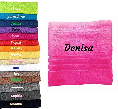 Handtuch mit Namen, personalisierbar, wunderschön bestickt, 100 x 50 cm, Handtuch, Badetuch aus Baumwolle, Rosa