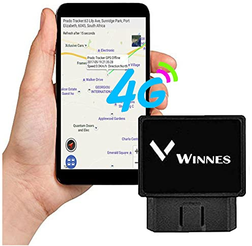 Winnes GPS Tracker 4G TK816 OBD2 GPS Tracker Echtzeit Geofence Mobiler Alarm Diebstahlalarm für Autos, Fahrzeuge, LKWs, weltweites Live-Tracking, kostenlose App, kein Abonnement erforderlich