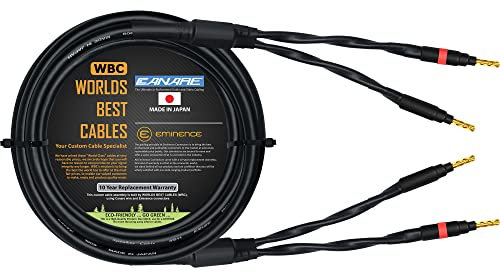 WORLDS BEST CABLES 10 Foot - Canare 4S11 – Audiophile Grade - HiFi Star-Quad Single Speaker Cable for Center Channel with Eminence Gold Banana Connectors