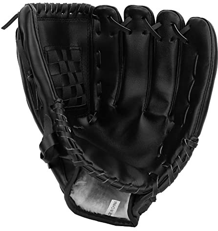 BOROCO Baseballhandschuh, PVC-verdickter Baseballhandschuh, 3 Farben, Zum Üben von Baseball-Wettkampfhandschuhen Für Erwachsene Und Kinder(12.5-Schwarz)