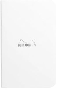 Rhodia 119151Cpack - Set of 20 White Staplebound Notebooks 7.5x12 cm - Small Squares - 48 pages - 80g/m² White Paper - Waterproof, Resistant Soft Coated Card Cover