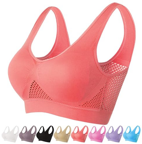 Generic Breathable Cool Liftup Air Bra, 2024 New Large Size Air Bra Breathable and Comfortable Mesh Sports Bra for Women Plus Size Bras for Women No Underwire UK Watermelon Red XXXXL