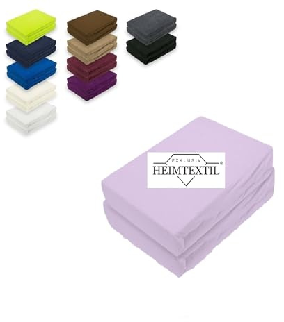 EXKLUSIV HEIMTEXTIL Doppelpack Marke Frottee Spannbettlaken 80% Baumwolle, 20% Polyester Öko - Tex Zertifiziert, Markenqualität, Matratzenhöhe bis 25 cm, Flieder 90 x 200 cm