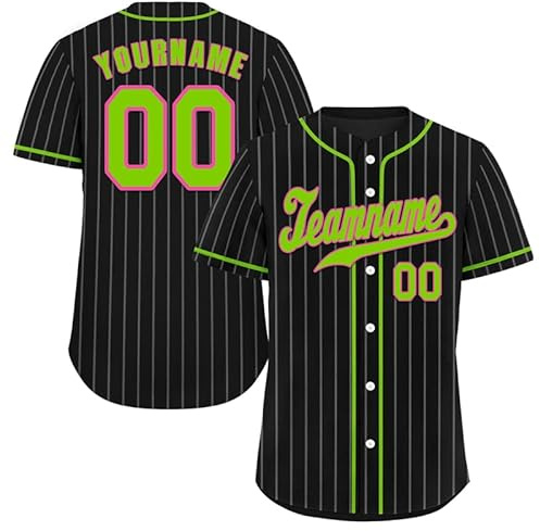 coolcustomize Maglia da baseball da uomo con bottoni, stile hip hop, maglietta sportiva personalizzata a righe per softball, divisa cucita, nome stampato, numero, per donne e ragazzi, Stile-2, S