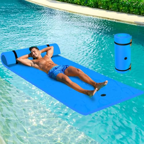 Matelas Flottant en Mousse XPE, 210 x 90/270 x 175CM Tapis d'eau en Mousse Enroulable Résistant à la Déchirure, Tapis Flottant Piscine de Charge 100-249KG, Hamac pour Bain de Soleil