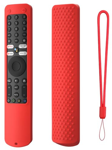 Funda de Silicona para Xiaomi XMRM-ML -TV Remote Control, Funda Protectora con cordón Anti-perdida para Smart Television Controller (Rojo)