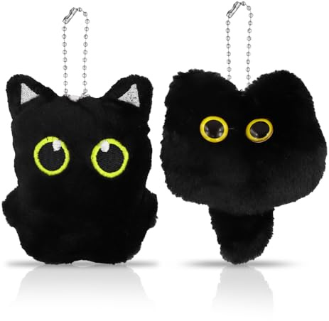 Aomhrek 2 Pezzi Portachiavi a Forma di Gatto in Peluche, Portachiavi a Forma di Gatto Kawaii, Ornamento Portachiavi a Forma di Gatto in Peluche, Portachiavi in Peluche Animale Kawaii