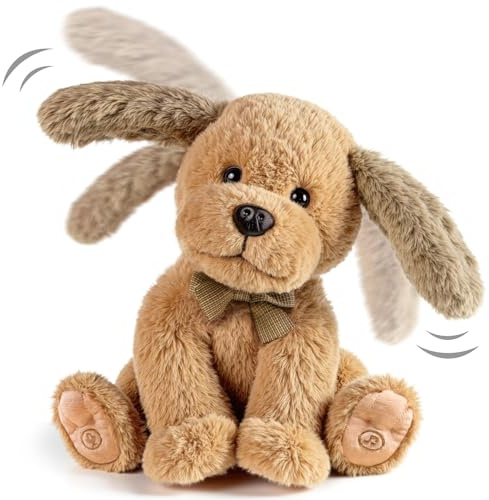 OR OR TU Juguete Electrónico de Peluche Perro para Niños, Mascotas Electrónicas Suaves Perrito Orejas Abanicando Cantando, Repite lo que Dices Juguetes Interactivos de Peluche Perro para Niños 3+ Años