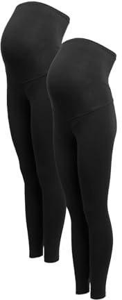 Marks & Spencer Legging de Maternité sur Le Ventre Femme Lot de 2 – Coupe Skinny – Taille Élastiquée – avec Stretch – Longueur Standard
