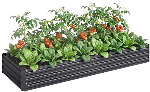 Outsunny Carré Potager en Métal Modulable - Potager Surélevé 241x90,5x30cm en Acier Galvanisé - Jardinière Extérieur Anti-Rouille pour Légumes et Fleurs, Gris