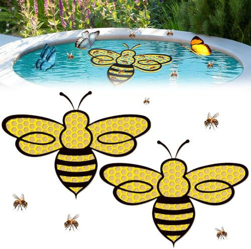 xinrongda 2Pcs Abeille Flottante, Station d'Arrosage pour Jardin, Île Pollinisatrice Flottante en Forme d'abeille, Nourrisseur d'Abeilles pour Décoration de Jardin Assoiffé de Pollinisateurs (A)