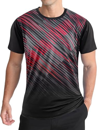 APTRO Herren Sport T Shirt Funktionsshirt Schnelltrocknend Laufshirt Trainingsshirt Gym Tshirts Schrägmuster Schwarz XXL