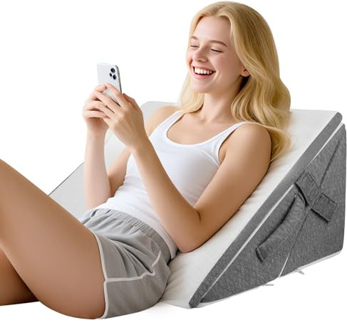 VeftBltrem Cuscino a Cuneo per Letto 3pcs, Cuscino Antireflusso Adulti, Cuscino Triangolare Regolabile, Cuscinos di Reflusso Ergonomico per Apnea Notturna, Reflusso Acido, Elevazione Delle Gambe