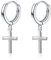 13mm Damen Herren Sterling Silber Creolen Silber Kreuz Ohrringe für Frauen Mädchen Männer Junge Frauen Teenager Mädchen Kind
