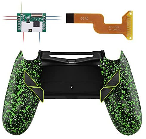 eXtremeRate Programmierbar Dawn Remap Kit für ps4 Controller, Rückseite Hülle Gehäuse Case&Upgrade-Board& 4 Back Paddles/Tasten Knöpfe für ps4 JDM-040/050/055-Texturiert Grün