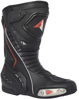 Bohmberg Pretorian Herren Motorradstiefel, ergonomisch, Motorradschuhe aus stabilem Leder mit aufgesetzten Hartschalenprotektoren - 45