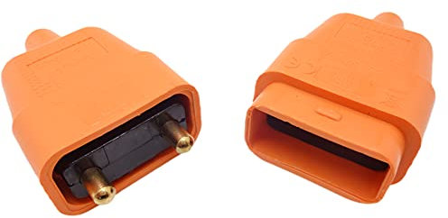 BURNTEC 2 Pin 10A Orange or Black Cable Flex Connector Inline Joiner - Ideal for Lawnmower Strimmer Garden Repair (Orange)