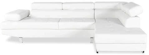 INTENSE DECO Charly - Canapé d'angle Droit avec têtières relevables Blanc