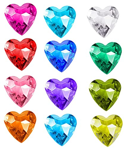 DAHI Diamanti colorati a forma di cuore, 40 mm, decorazione per matrimonio, 12 pezzi, a forma di cuore, cristallo