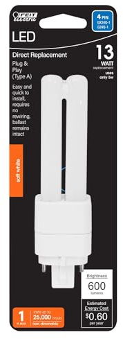 Feit Electric PL GX24Q-1 4 Pin LED Tube Light Soft White 13 Watt Equivalence 1 pk