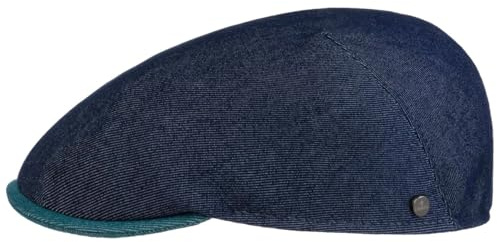 LIERYS Twotone Summer II Flatcap Schiebermütze Baumwollmix Herren Made in Italy Frühjahr Sommer Cap mit Stretchfutterband Denim XL (60-61 cm)