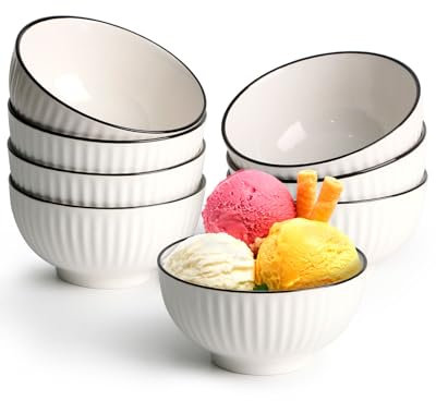 NUTRIUPS Müslischalen Set Kleine Schalen Dessertschalen 300ml Müslischale weiß Suppenschüssel 11.5cm Keramik Schüssel Porzellan Schüssel (8er Set)