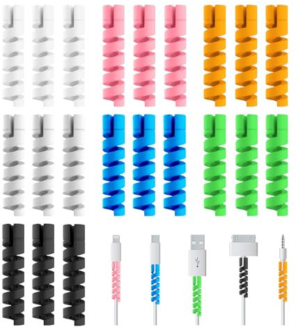 21-Piece U-Shaped Cable Protector Set - Reusable, Multi-Color Data Cable Protection