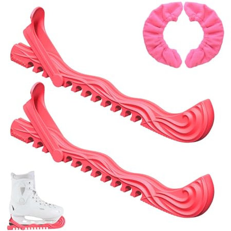Heloner 2 Paar Schlittschuhschoner, Verstellbarer Eiskunstlauf-Klingenschutz und weiche Kufenabdeckung, Eiskunstlauf-Protektoren (Rosa)