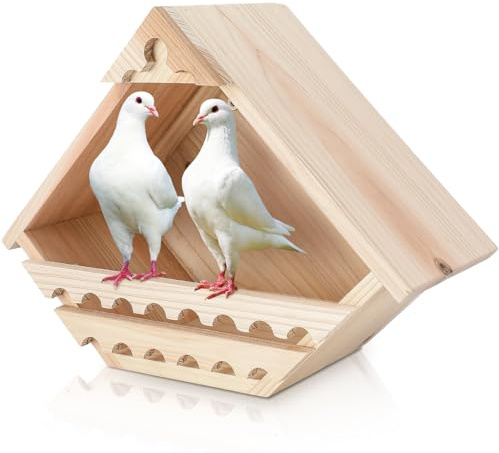 DoubleFill 1 Pcs Cedar Dove Nesting Box Bird House Outdoor Wood Triangular Opening Bird Box House for Doves Nesting and Roosting Platform Garden Decoration
