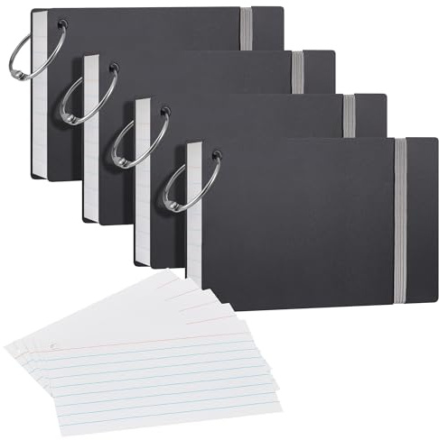 NEEWAY Heavyweight Ruled Index Cards 3x5, 200 Count Flash Cards with Rings and Cover, White Note Cards Lined for Home, Office