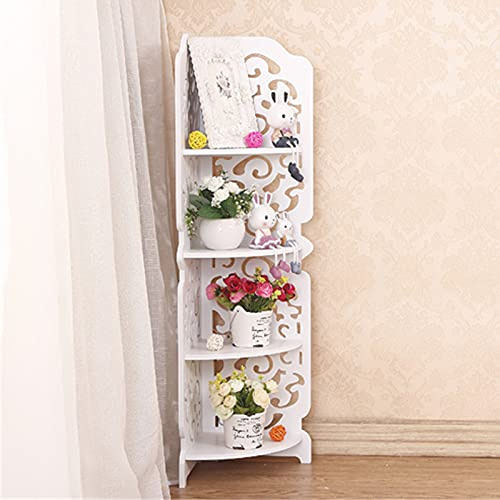czyuRachel hörnhylla med 4 nivåer, 19 x 19 x 80 cm duschhylla stående badrumshylla snidad ihålig design upp till 15 kg Bär för kök, badrum, trädgård, arbetsrum, vardagsrum