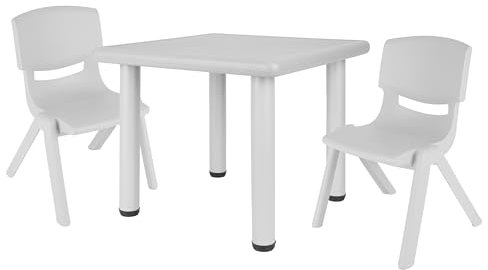 Bieco Kindertisch mit 2 Stühlen | Für Innen und Außen | Stapelbar & Kippsicher | Basteltisch Tisch- und Stuhlset für Kinder
