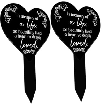 FONDOTIN 2pezzi Targhe Commemorative Forma Di Cuore Decorativi Per Cimitero Cartelli Inseribili Decorazioni Per Tombe Realizzate in Acrilico