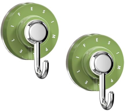 SHENGYIG 2 Crochets à Ventouse en J, Hooks Verts Avec Ventouses Fortes