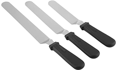 LIYJTK Juego de 3 uds de cuchillos de pastel de acero inoxidable, herramienta profesional de decoración para espátula de cocina