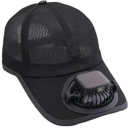 Générique Casquette de Baseball Respirante avec Ventilateur Solaire, Chapeau de Solaire réglable à 180 degrés avec Ventilateur, Couvre-Chef Respirant à Refroidissement à 3 Vitesses