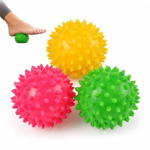 3 Palla per massaggio di grado di durezza, sfera di riccio ergonomico, per massaggio ai piedi, schiena e fascia, palla con nodi antiscivolo con riflessologia, relax