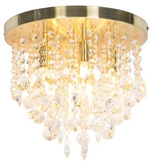 Qazqa - Art Deco Klassische Deckenleuchte I Deckenlampe I Lampe I Leuchte Gold I Messing mit Glas - Medusa I Wohnzimmer I Schlafzimmer - Rund - LED geeignet G9