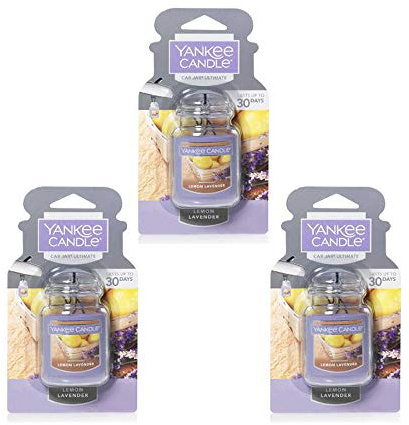 Yankee Candle Classic Paper Car Jar Air Freshener, Hanging Car Freshener, Long Lasting Car Fragrance, Lemon Lavender (Pack of 3)