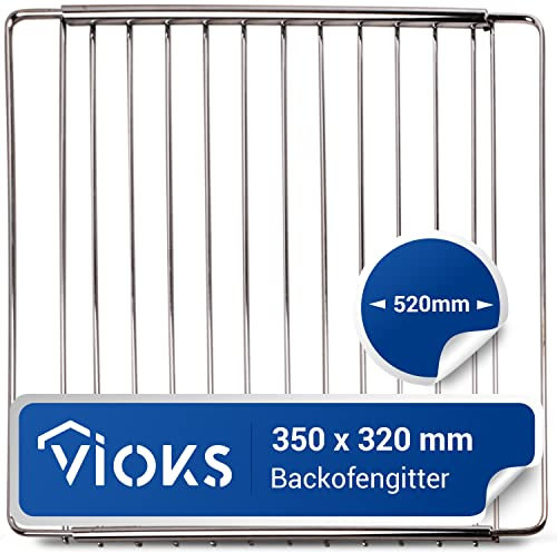 VIOKS Griglia da forno allungabile, 350/520 mm x 320 mm, in acciaio inox, regolabile, griglia per forno e fornelli, griglia per forno