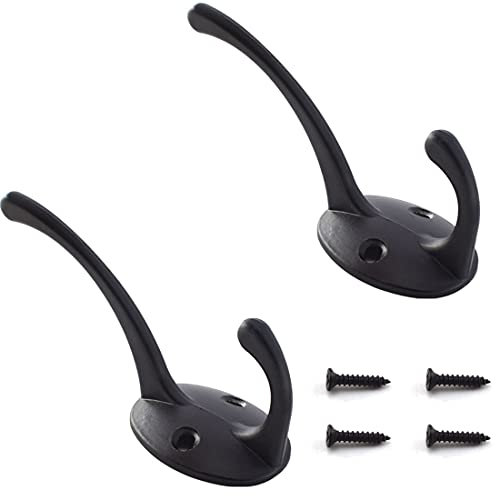 Confezione da 2 ganci a doppia parete con 4 viti per cappotto, borsa, cappello, asciugamani, chiavi, sciarpa, ecc.