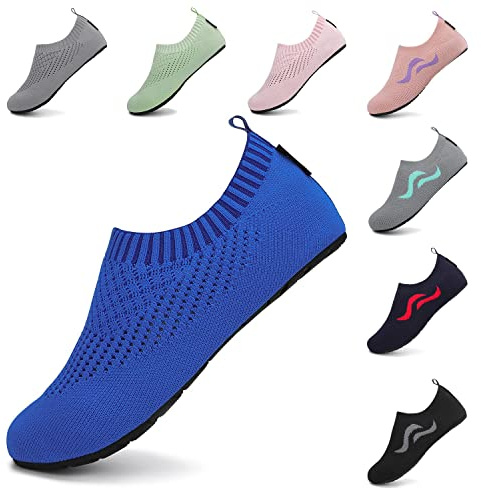 SAGUARO Homme Chaussures de Plage Femme Chaussures d'eau Unisexe Chaussures Aquatiques Séchage Rapide Respirant pour Extérieur Sport Saphir 44/45 EU