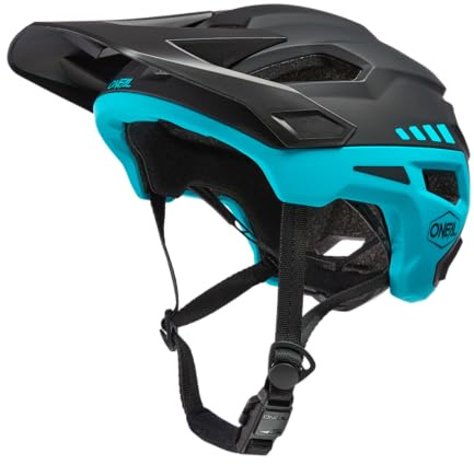 O'NEAL | Mountainbike-Helm | MTB All-Mountain | Verschmolzene innere EPS & Außenschale für bessere Langlebigkeit | TRAILFINDER Helmet Split | Erwachsene | Schwarz/Türkis | L/XL (59-63 cm)