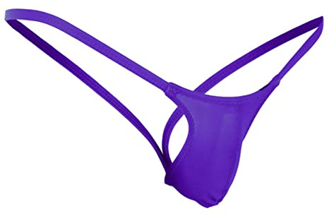 TiaoBug Perizoma Uomo Lingerie Sexy Hot G-String Tanga String Thong Gay Mini Slip Ultra Morbido Travestiti Crossdresser Transgender T-Back Vita Bassa Elasticizzato Viola A M