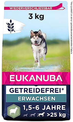 Eukanuba Hundefutter getreidefrei mit Lamm für große Rassen - Trockenfutter für ausgewachsene Hunde, 3 kg