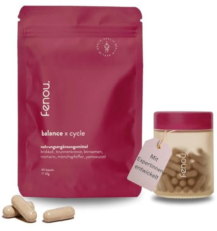 fenou - balance x cycle - Pflanzliches Nahrungsergänzungsmittel für Frauen mit PMS, Periodenschmerzen oder Zyklusbeschwerden - 60 Kapseln/Monatsration - mit Ärztinnen entwickelt (Starter Set)