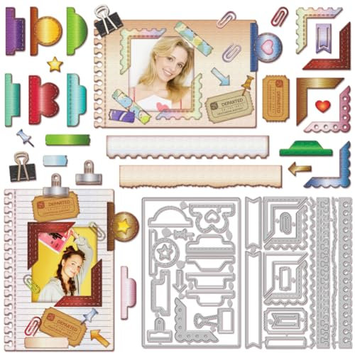 GLOBLELAND Notizbuch Metall Stanzschablone Foto Ecke Papierpräge Stanzschablonen Set Stanzformen für Kartenherstellung DIY Papier Scrapbooking Handgefertigtes Fotoalbum