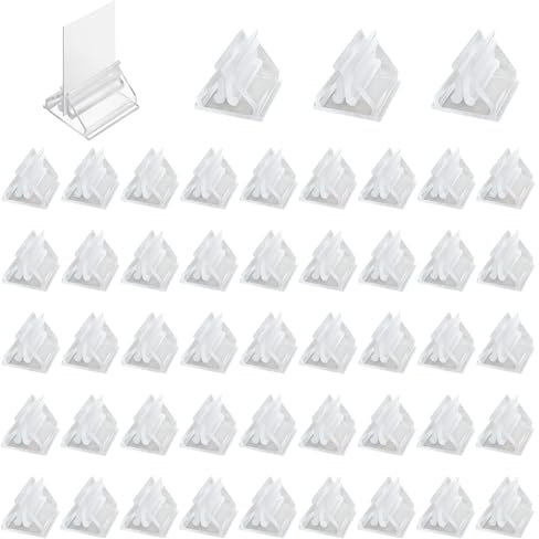 EUPSIIU 48-Piece Clear Name Card Stands - Acrylic Mini Sign Display Holders for Cards, Photos, Pictures