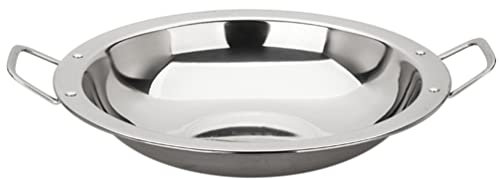 TJLVYCNB Padella for paella con doppi manici Pentola for frutti di mare in acciaio inossidabile Pentola volante for paella coreana Accessori for la cucina (Size : 26X26X5.5CM)